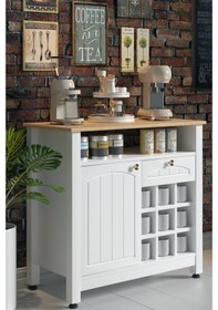 Resim Dufon Kahve Köşesi, Kapaklı Ve Çekmeceli, Bardaklık Bölmeli Dolap 