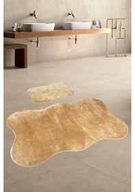 Resim Anatolia 2'li Karamel 80x140 + 50x70 Cm Büyük Ebat Banyo Paspası Seti Kaymaz Tabanlı Klozet Takımı Karamel 