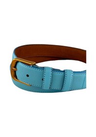 Resim Süzer Deri 3 Cm Genişlik %100 Hakiki Roys Deri Nikel Tokalı Dikişli Kadın Kemer Kırmızı - B817 Mavi 