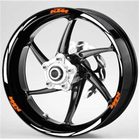 Resim Turuncu Ktm Yazılı 3 Parçalı Reflektif Gümüş Beyaz Jant Şeridi N11.47387 
