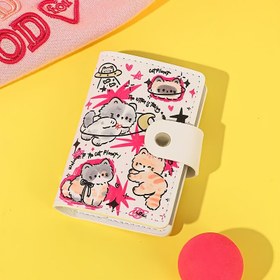 Resim Sevimli Kedi Karakterli Kadın Cüzdanı - Çoklu Kart Yuvasına Sahip, Çıtçıtlı Kapaklı, Büyük Kapasiteli Sentetik Deri, Yıldız ve Kalp Desenli Günlük Kullanım İçin İdeal, Eğlenceli Tasarım 