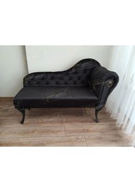 Resim Ters Kol Dekoratif Bihter Koltuk Josefin Puf 120 Cm Siyah Ayak Siyah 