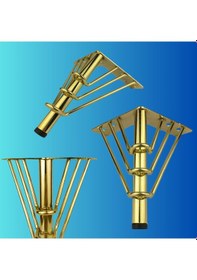Resim 20 Cm Metal 3 Telli Koltuk Ayağı Mobilya Ayağı Ünite Ayağı Konsol Ayağı Puf Berjer Ayağı Gold 