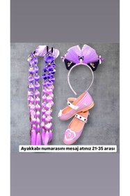 Resim 3b kids kuromi tasarım aksesuarlı bubble saç-kuromi mor babet - kuromi taç doğum günü parti seti 