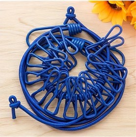 Resim Willowhaven Mavi 12 Klipsli Rüzg Geçirmez Portatif Seyahat Çamaşır İpi 