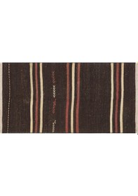 Resim El Dokuma Çizgili Keçi Kılı Yün Kilim 