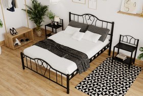 Resim Argimo Orkide Çift Kişilik Ferforje Metal Karyola - 160x200 / Siyah 