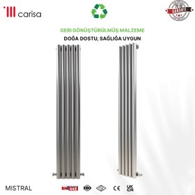 Resim Carisa Mistral Dikey Paslanmaz Çelik Radyatör Modern Tasarım Satine - 1800 x 0450 
