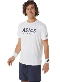 Resim Asics Court Tennis Graphic Tee Erkek Beyaz Tenis Tişört 