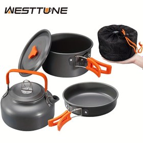 Resim WestTune 3 adet Kamp Pişirme Seti, Potalar, Tencere ve Kettle ile Alüminyum Dış Mekan Taşınabilir Pişirme Ekipmanı, Yürüyüş ve Piknikler için, Piknik Pişirme Ekipmanı|Çok Yönlü Kamp Seti|Alüminyum Pişirme Ekipmanı 