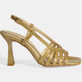 Resim Desa Kadın Gold Simli Topuklu Abiye Sandalet 