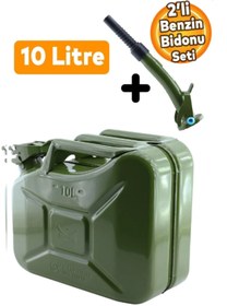 Resim NUBLADO Metal Benzin Bidonu 10 Litre Akaryakıt Mazot Taşıma Doldurma Depolama Bidonu Aktarma Borusu. 