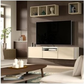 Resim Tv sehpası, beyaz-bej, 180x42x39 cm, KRUKMAKARE 