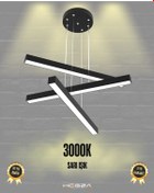 Resim Trillizo Siyah Kasa, Sarı Işık Modern Sarkıt Led Avize Siyah 