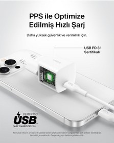 Resim Belkin Boostcharge Usb-c 25 W Pd 3.0 Pps Hızlı Şarj Cihazı, Beyaz 