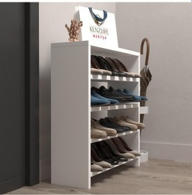 Resim Kenzlife Ayakkabılık Mısri Mat Beyaz Suntalam 065 060 20 Oniki Çift Ayakkabı Kapasitesi Arkalıksız Beyaz 