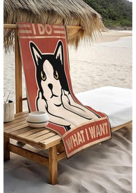 Resim Dijital Baskı Plaj Deniz Havlusu Kedi Desenli Peştamal Hvl0078 Renkli 