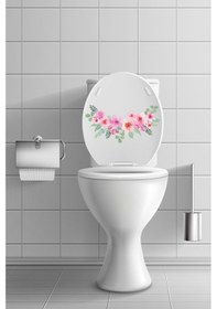 Resim Soft Renkli Güller Klozet Kapağı ve Banyo Sticker Seti 