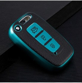 Resim Hyundai Ix35 I30 Tucson Elentra Kia Rio Sportage Sorento Deri Görünüm Tpu Anahtar Kılıfı Yeşil 