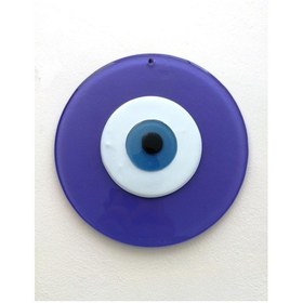 Resim Büyük Boy Lila Cam Nazarlık Nazar Boncuğu Lüks Kalite 20 cm Çap El Işi 