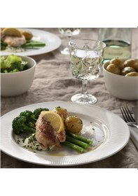 Resim 18 Parça Ofantlıgt Yemek Takımı Meridyendukkan Beyaz Renk Modern Klasik Set Feldispat Porselen 