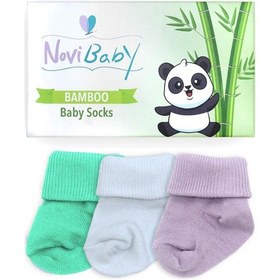 Resim Novibaby 3'lü Bambu Yenidoğan Bebek Çorabı I Trendy I 0-6 ay "Karışık Renkli" 