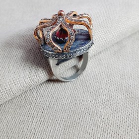 Resim Altınışık Gümüşçülük 925 Ayar Gümüş Ortantik Taç Modeli Doğal Taşlı Yüzük 