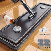 Resim 360 Derece Dönebilen Düz Mop, 4 Mikrofiber Pedli, Paslanmaz Çelik Islak ve Kuru Çift Kullanımlı Mop, Çift Sıra Drenaj Şeridi, Elde Yıkama Gerektirmez, Ahşap Zeminler, Fayanslar ve Duvar Temizliği Aracı İçin Uygun, Ev, Ofis, Mutfak İçin İdeal, Halloween/Noel Hediyesi, Zeminler İçin Mop, Sıkma Mop, Mutfak Aksesuarı, Ev İçin Temizlik Aracı/Aksesuarı, Zeminleri Yıkamak İçin Kaliteli Mop, Zemin Mop 
