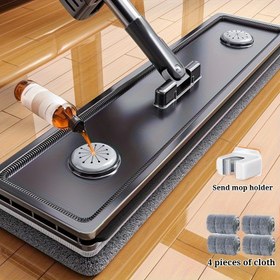 Resim 360 Derece Dönebilen Düz Mop, 4 Mikrofiber Pedli, Paslanmaz Çelik Islak ve Kuru Çift Kullanımlı Mop, Çift Sıra Drenaj Şeridi, Elde Yıkama Gerektirmez, Ahşap Zeminler, Fayanslar ve Duvar Temizliği Aracı İçin Uygun, Ev, Ofis, Mutfak İçin İdeal, Halloween/Noel Hediyesi, Zeminler İçin Mop, Sıkma Mop, Mutfak Aksesuarı, Ev İçin Temizlik Aracı/Aksesuarı, Zeminleri Yıkamak İçin Kaliteli Mop, Zemin Mop 