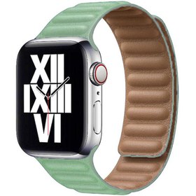 Resim ​​​Watch 44mm Uyumlu KRD-34 Deri Zore Kordon-Açık Yeşil 