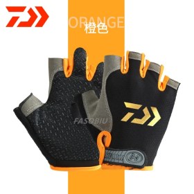Resim Liangduo Shop Turuncu Tarzı S Beden Yeni Daiwa Balıkçılık Eldiven Hızlı Kuru Yarım Parmak Balıkçılık Eldiven (Yurt Dışından) 