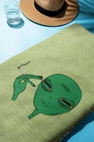 Resim Dijital Baskı Plaj Deniz Havlusu Uzaylı Desenli Peştamal HVL0198 