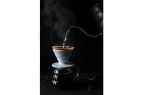 Resim Seramik Kahve Dripper - Porselen Kahve Demleyici - Beyaz - 1 Fincan Kapasiteli Kahve Aleti No: 2 - Beyaz (Hario V60 Benzeri) 