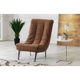 Resim Meşe Home Smart Kılıflı Süngerli Metal Ayaklı Berjer Kahverengi 