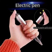 Resim 1 adet/2 adet Şaka Elektrik Şoku Kalem Yazma Fonksiyonu ile - Şaka Tükenmez Kalem, Şarj Edilemeyen Kuru Pil Gücü ile, 3 Pil Dahil - Noel, Cadılar Bayramı, Şükran Günü Etkinlikleri için İdeal 