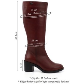 Resim Gönderi(R) Gönderi R Kadın Bordo Fermuarlı Kalın Topuklu Hakiki Deri Çizme Gkzc13452512 Bordo 