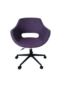 Resim Bilgisayar Sandalyesi Çalışma Koltuğu Metal Ayaklı Mor Renk Keten 