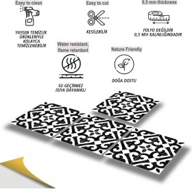 Resim Tink Kendinden Yapışkanlı Seramik ve Yer Döşemesi Hatayi Desenli Pvc Karo 30X30 cm (56 Adet) 5 M² 