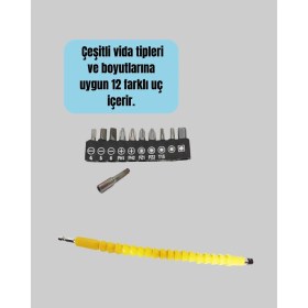 Resim K-Yonlineticaret 12 Parça Akrobat Vidalama Uç Seti Esnek Dar Alan Kullanım 