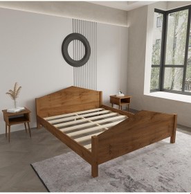 Resim Milano Model Ceviz Renk Çam Ahşap Karyola Ve İki Komodin Set-188 120 x 200 