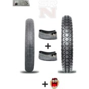Resim Cg 17 - 18 İç Dış Lastik Seti Ön 2.50x17 Çizgili-arka 2.75x18 Dişli İç Lastikli Set+tzmnya Sticker 