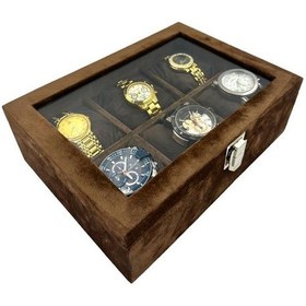 Resim Richbox 6'lı Saat Kutusu Kahve Alcantara Süet 