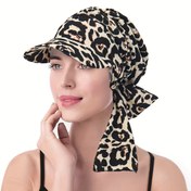 Resim Kadınlar için Leopar Desenli Çiçekli Başörtüsü Şapka - Esnek Geniş Kenarlı, Günlük ve Resmi Kıyafetler İçin Çok Yönlü Moda Aksesuarı, Modern Başörtüsü, Rahat Başörtüsü 