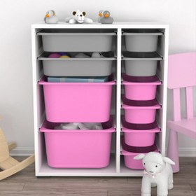 Resim Zen 10 Sepetli Çok Amaçlı Oyuncak Dolabı Pembe Gri 