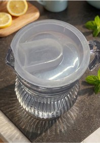 Resim Roma Çizgili Cam Sürahi - Plastik Kapaklı, 1.5 Litre 