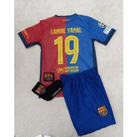 Resim Barcelona 2024/25 Sezon Lamine Yamal Bordo Çocuk Forması 4lü Set Çorap+Biliklik Hediye 