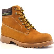 Resim Neson Hakiki Deri Sarı Fermuarlı Kürklü Unisex Kız Erkek Bot Sarı 