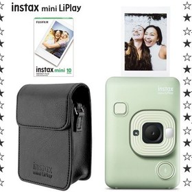 Resim Instax Mini Liplay Hybrid Fotoğraf Makinesi + 10 'lu Film + Deri Kılıf Set 