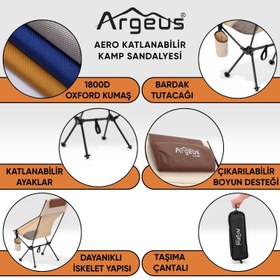 Resim 4 Adet Katlanır Kamp Sandalyesi ve Alüminyum Masa Seti - Aero Dark - Kum 