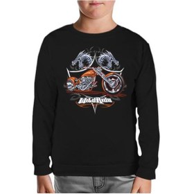 Resim Motosiklet - Motor Ride Siyah Çocuk Sweatshirt 